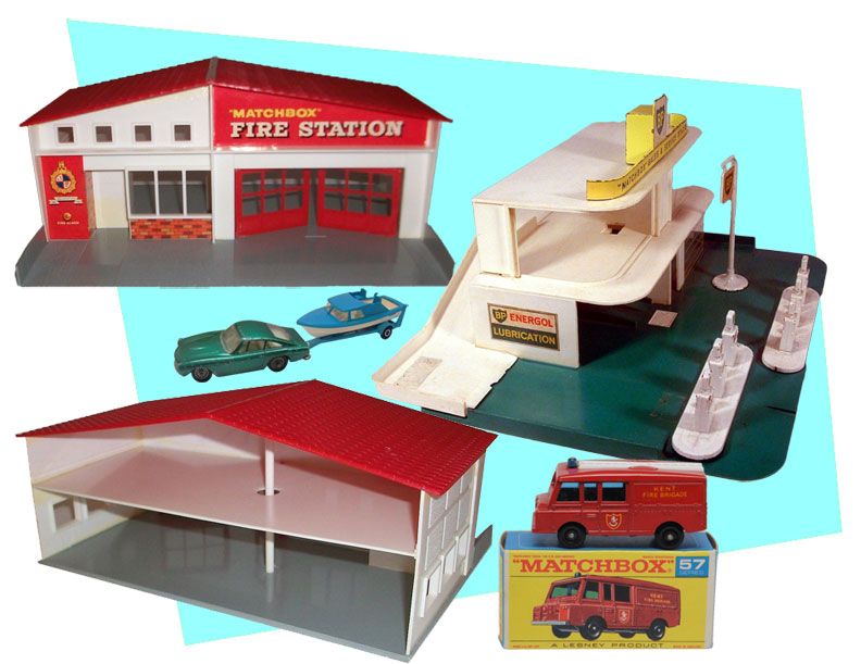 matchbox gas station and fire station