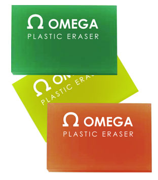 omega plastic erasers