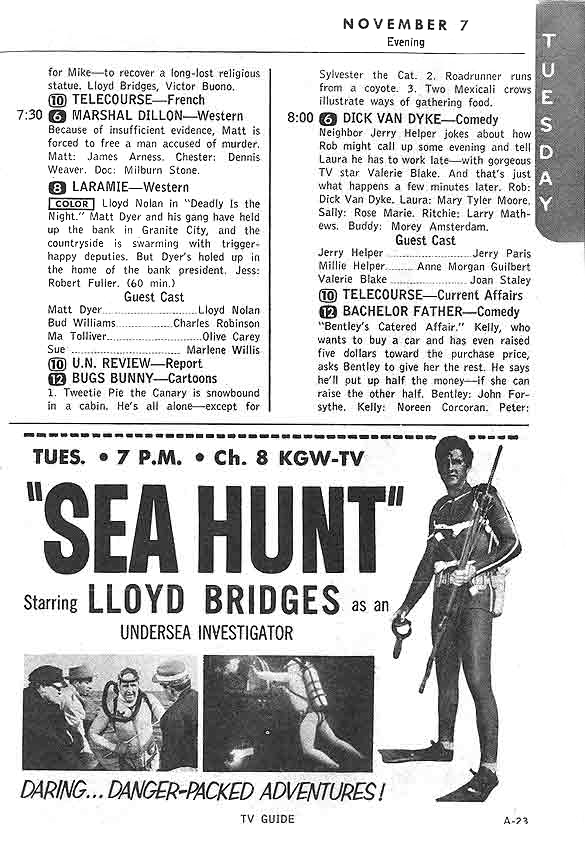 60's TV guide sea hunt