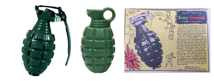 vintage toy army grenades