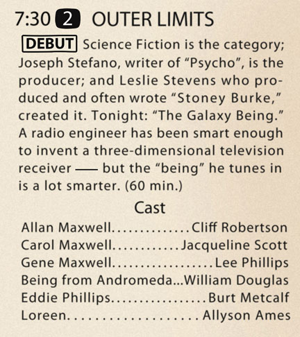 outer limits premiere listing